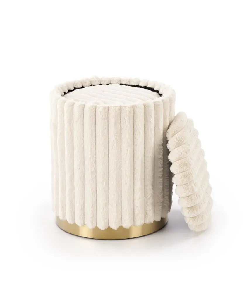 Zestaw dwóch puf FIDO kremowe/złote ze schowkiem I sklep meblowy MIRAT. styl GLAMOUR