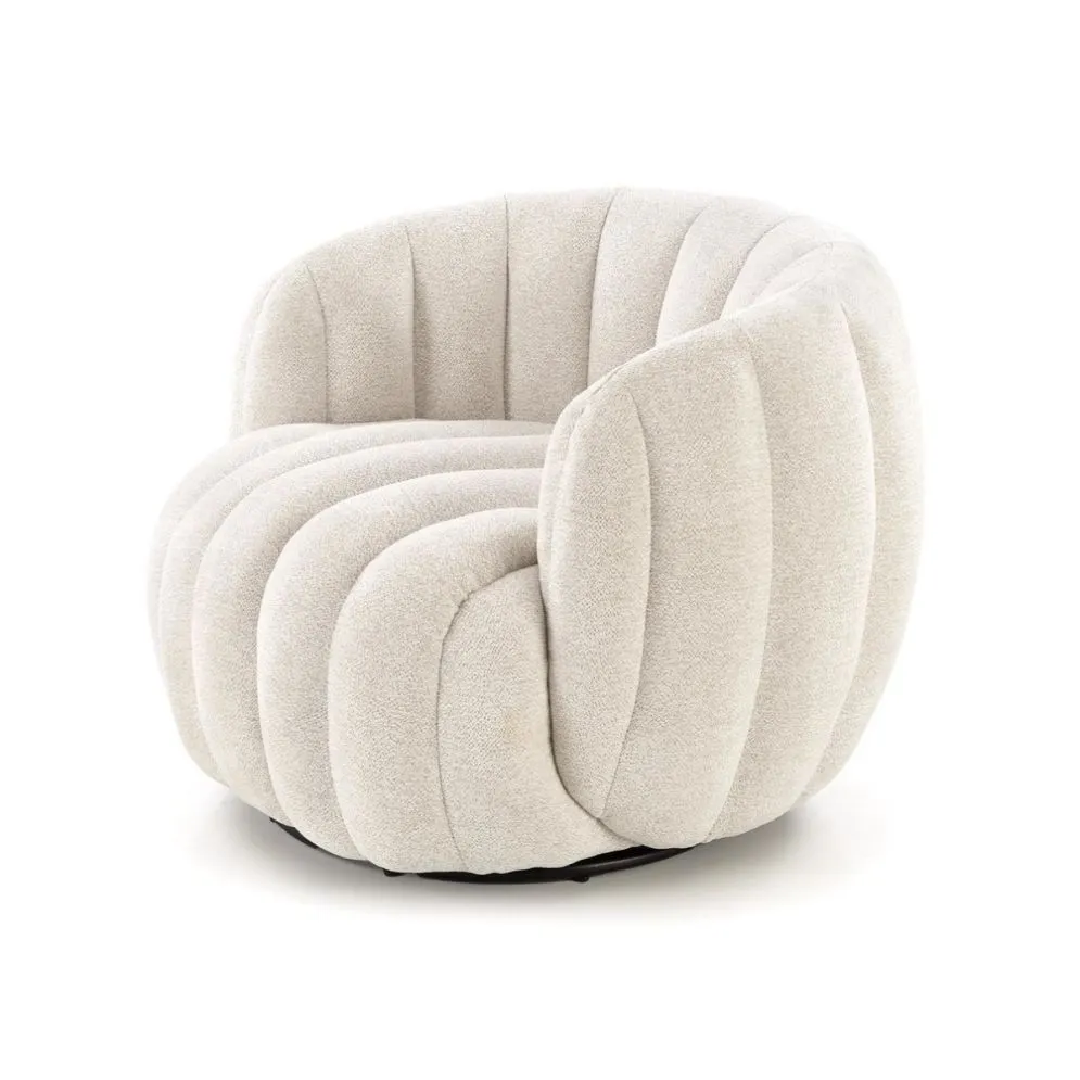 Fotel do salonu FRASER kremowy obracany w stylu japandi I sklep meblowy MIRAT.