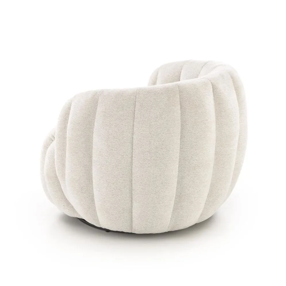 Fotel do salonu FRASER kremowy obracany w stylu japandi I sklep meblowy MIRAT.