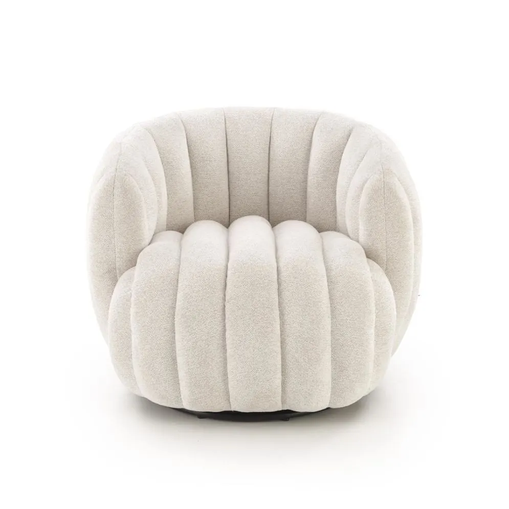 Fotel do salonu FRASER kremowy obracany w stylu japandi I sklep meblowy MIRAT.