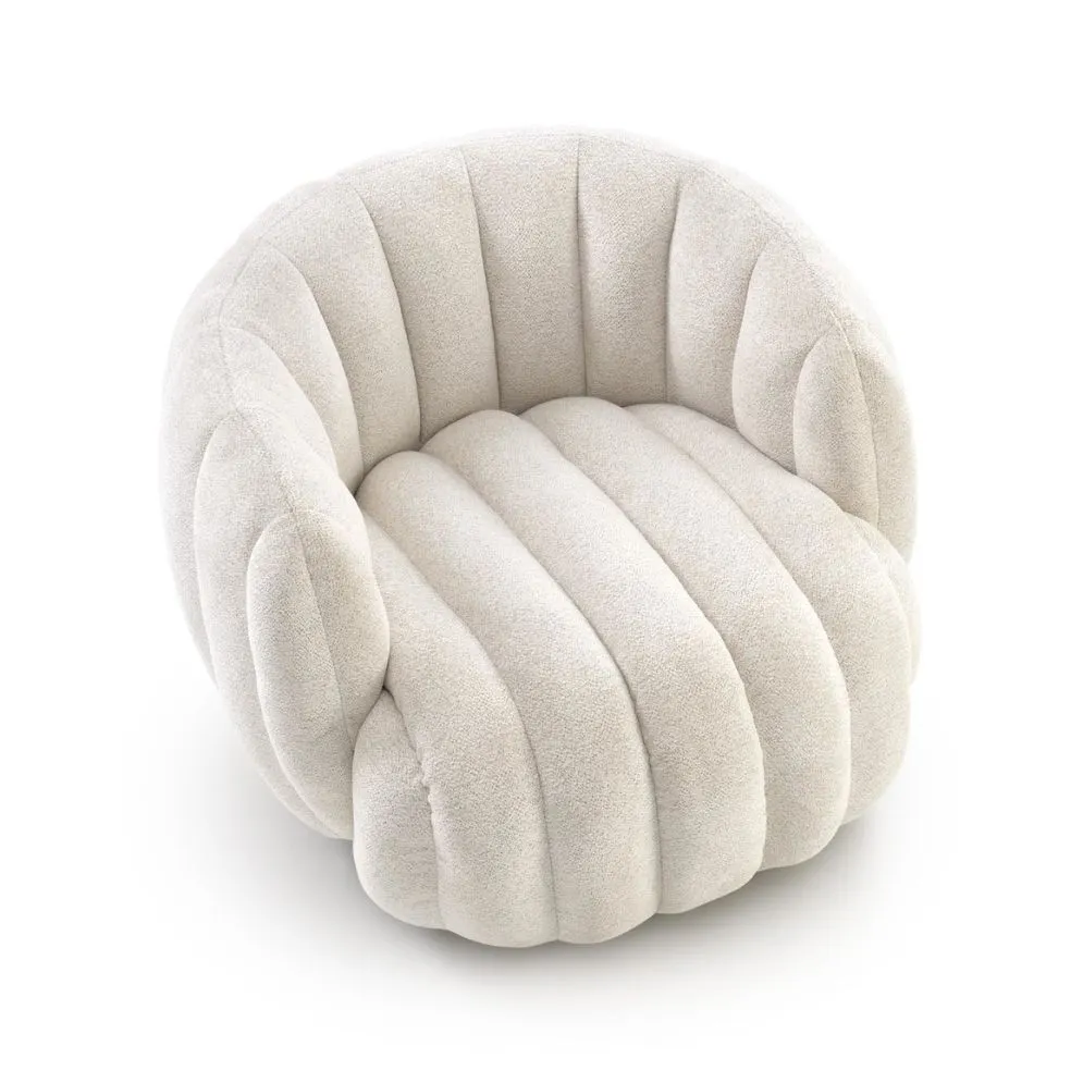 Fotel do salonu FRASER kremowy obracany w stylu japandi I sklep meblowy MIRAT.