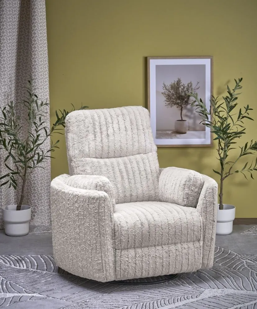 Fotel rozkładany elektrycznie PEGAS beżowy obracany z funkcją kołyski I sklep meblowy MIRAT.