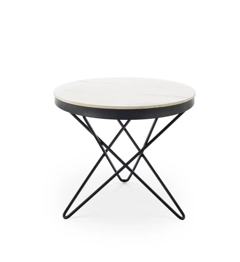 Stolik kawowy LEILA 2 60x60 biały marmur/czarny loftowy I sklep meblowy MIRAT. styl LOFT
