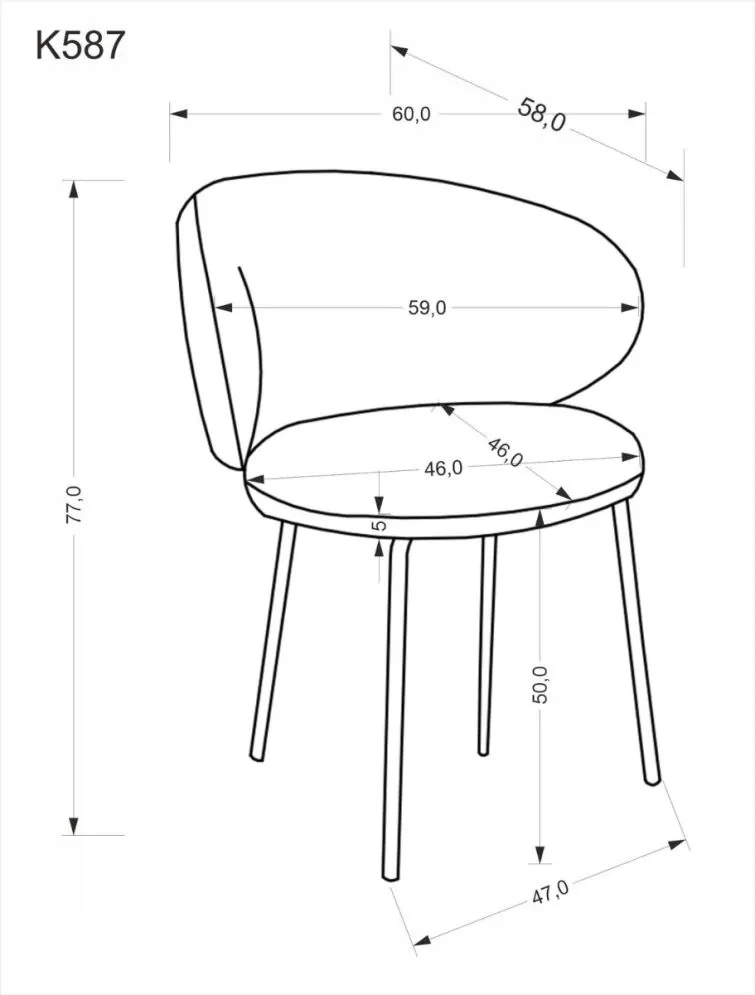 Krzesło tapicerowane K587 VELVET szare zaokrąglone I sklep meblowy MIRAT.
