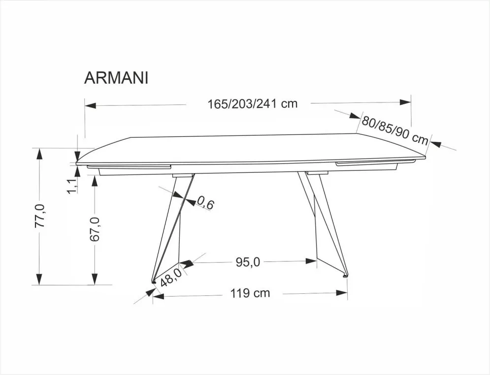 Prostokątny stół rozkładany ARMANI 165(241)x90 czarny marmur/czarny I sklep meblowy MIRAT. styl LOFT
