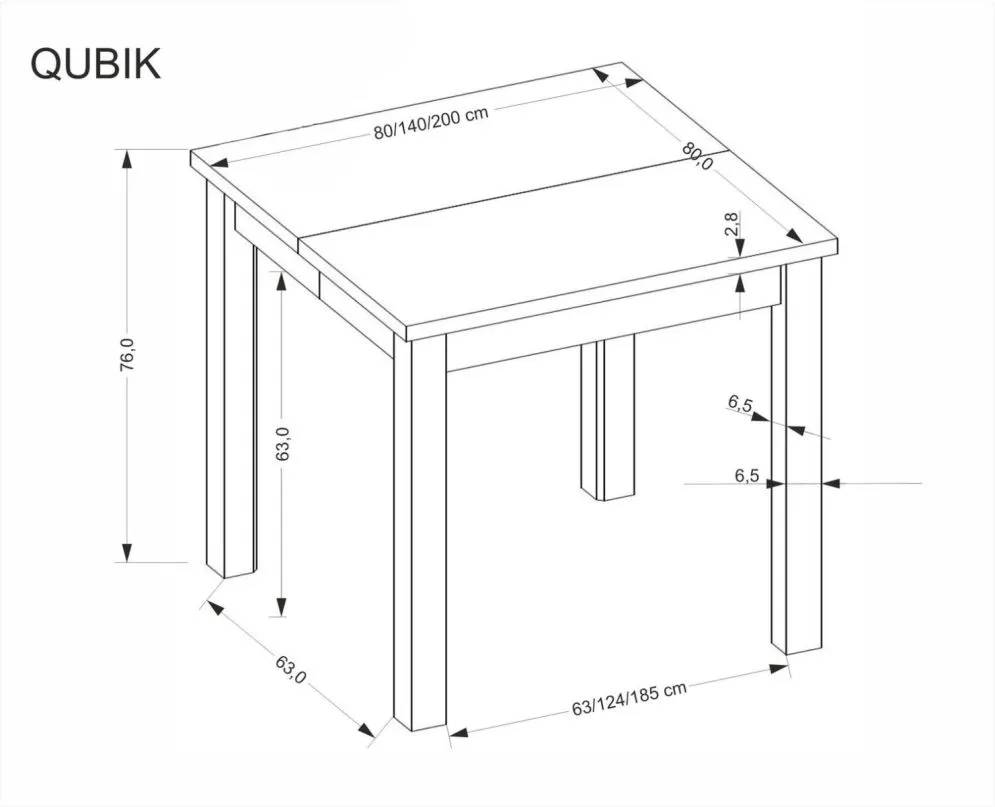 Stół rozkładany QUBIK 80(200)x80 dąb artisan/czarny matowy I sklep meblowy MIRAT. styl LOFT