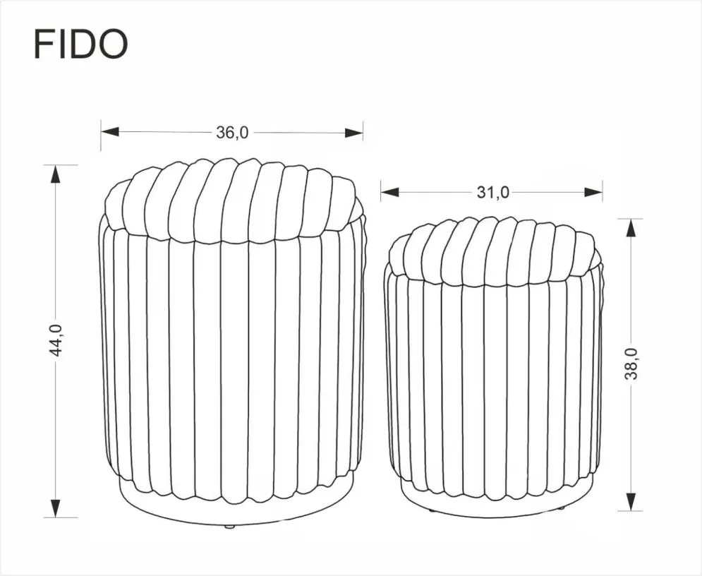 Zestaw puf FIDO cappuccino/złote ze schowkiem okrągłych I sklep meblowy MIRAT. styl GLAMOUR