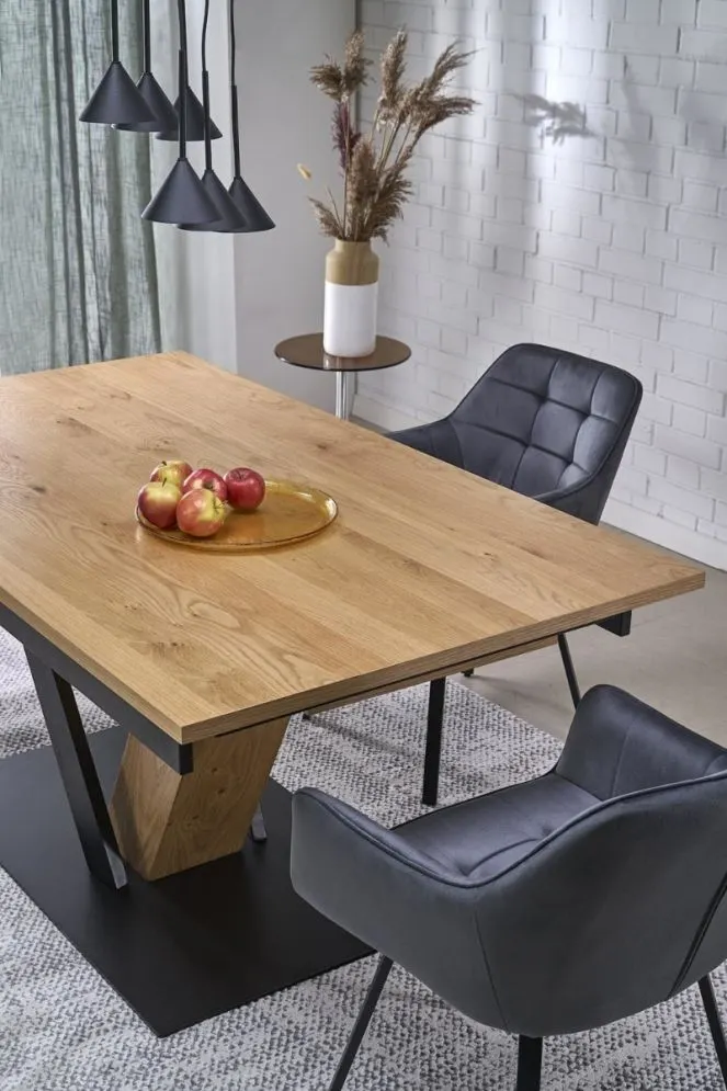 Prostokątny stół rozkładany FANIS 160(220)x90 dąb naturalny/czarny I sklep meblowy MIRAT. styl LOFT