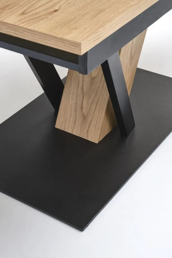 Prostokątny stół rozkładany FANIS 160(220)x90 dąb naturalny/czarny I sklep meblowy MIRAT. styl LOFT