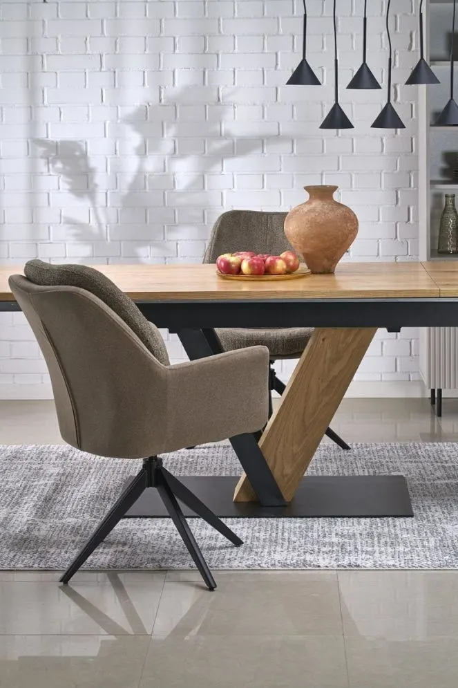 Prostokątny stół rozkładany FANIS 160(220)x90 dąb naturalny/czarny I sklep meblowy MIRAT. styl LOFT