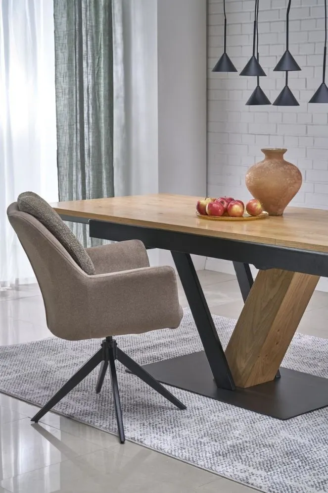 Prostokątny stół rozkładany FANIS 160(220)x90 dąb naturalny/czarny I sklep meblowy MIRAT. styl LOFT