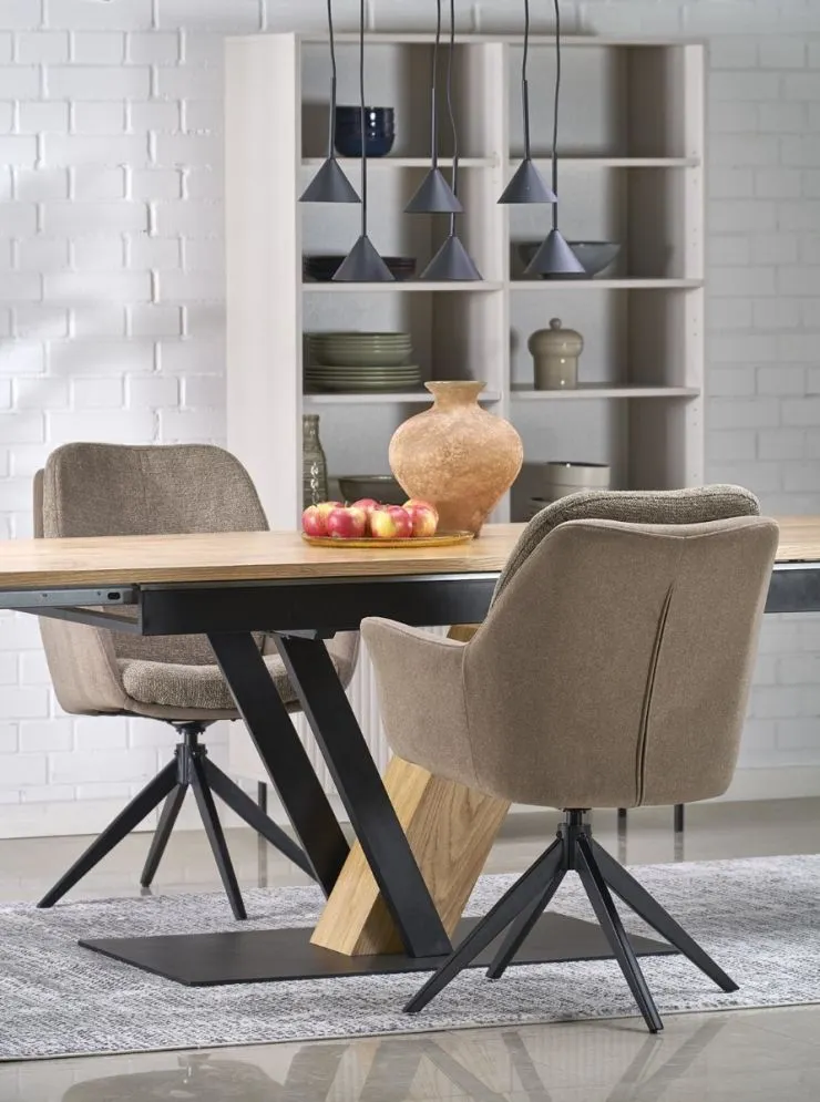 Prostokątny stół rozkładany FANIS 160(220)x90 dąb naturalny/czarny I sklep meblowy MIRAT. styl LOFT