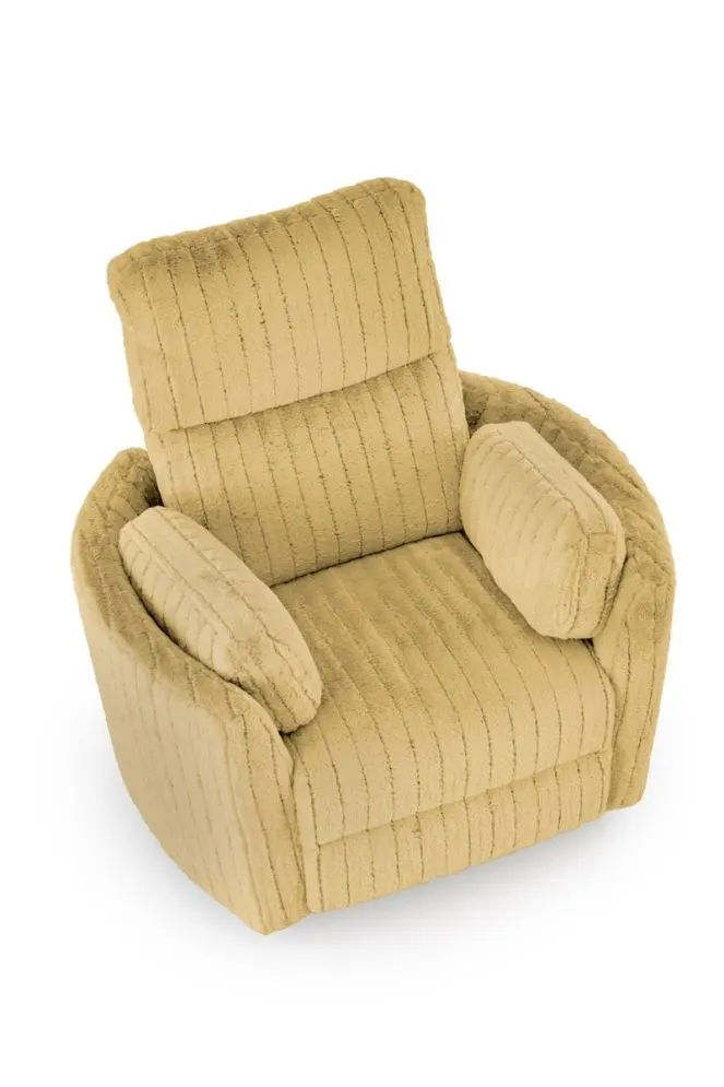 Fotel rozkładany elektrycznie PEGAS musztardowy obracany z funkcją kołyski I sklep meblowy MIRAT.