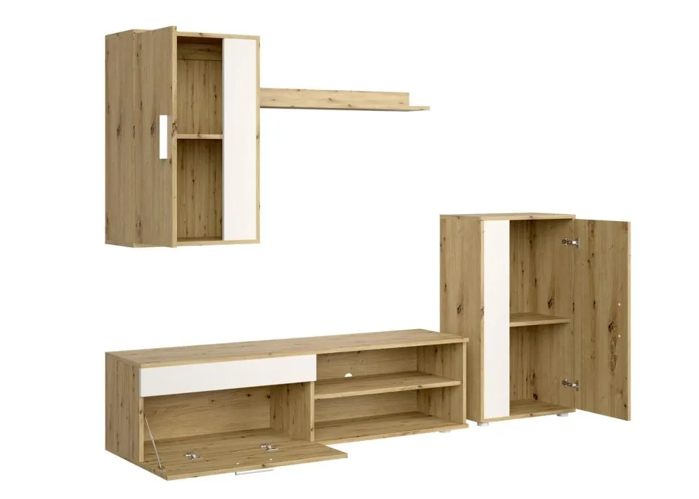 Meblościanka BENSON dąb artisan/kaszmirowa do salonu  I sklep meblowy MIRAT.