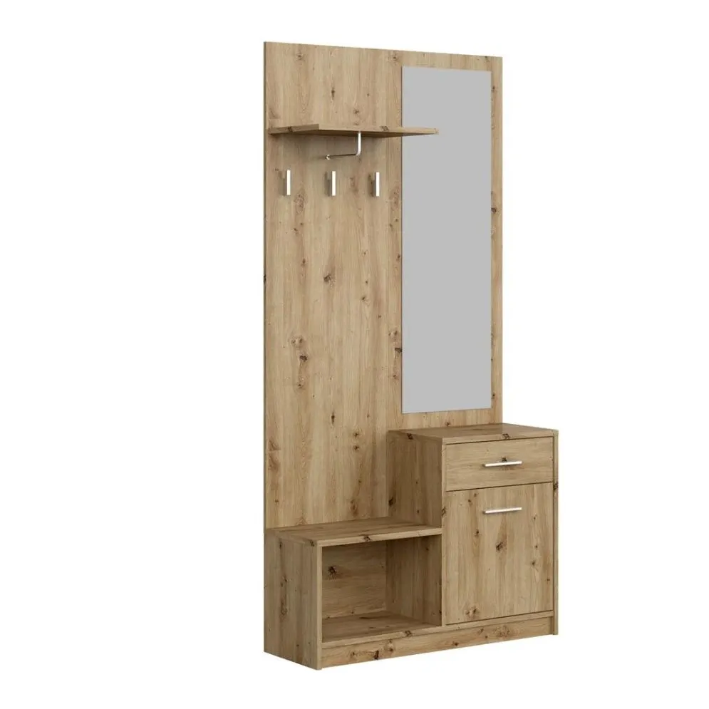 Pojemna garderoba do przedpokoju PERGO dąb artisan z lustrem I sklep meblowy MIRAT.