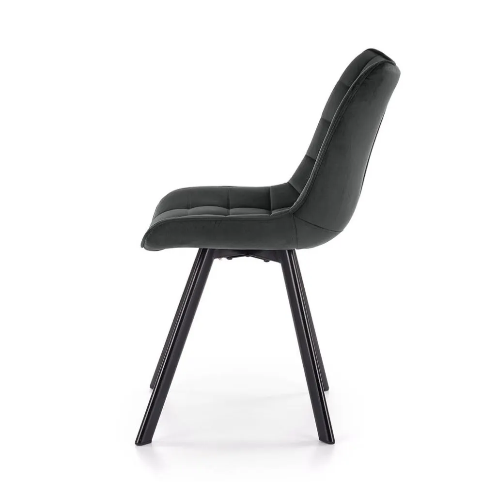 Krzesło tapicerowane K332 VELVET szare pikowane na metalowych nogach | MIRAT.