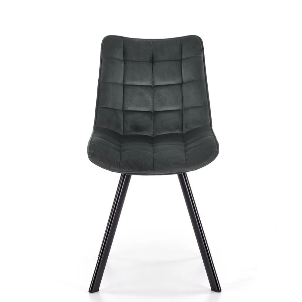 Krzesło tapicerowane K332 VELVET szare pikowane na metalowych nogach | MIRAT.