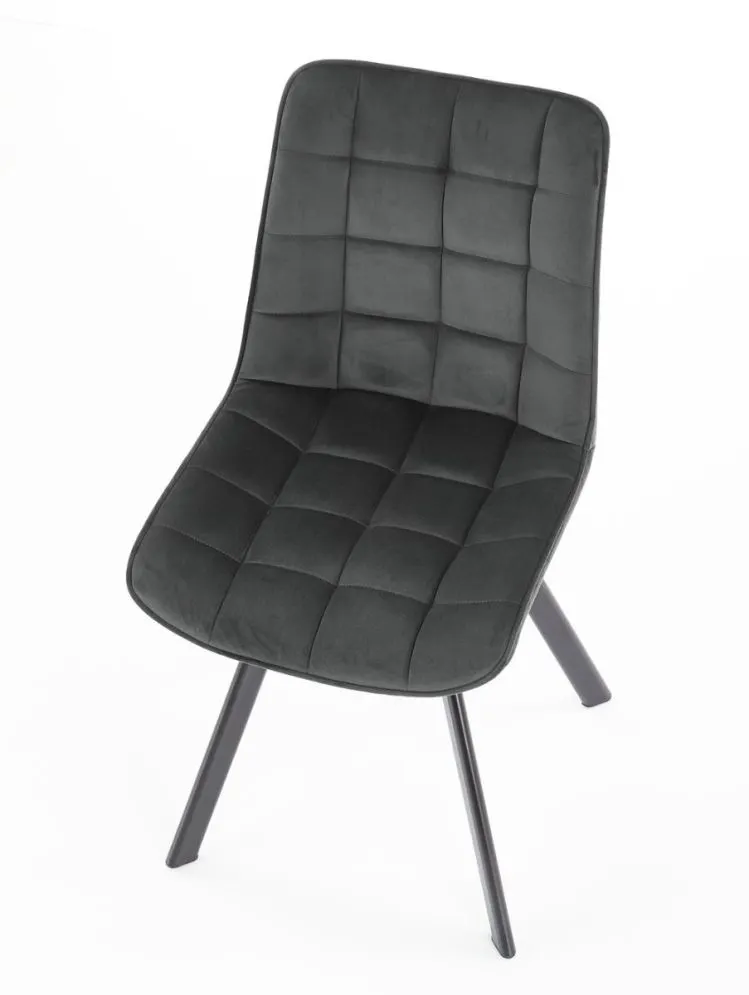 Krzesło tapicerowane K332 VELVET szare pikowane na metalowych nogach | MIRAT.