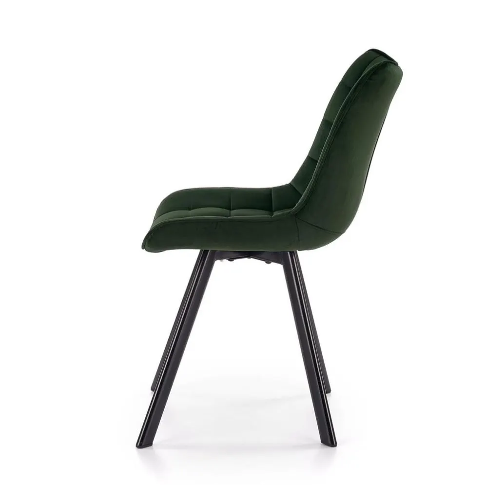 Krzesło tapicerowane K332 VELVET zielone z przeszyciami | MIRAT.