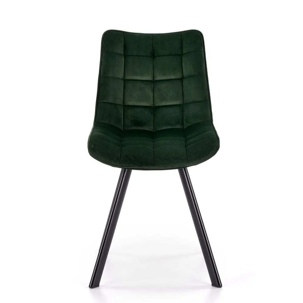 Krzesło tapicerowane K332 VELVET zielone z przeszyciami | MIRAT.