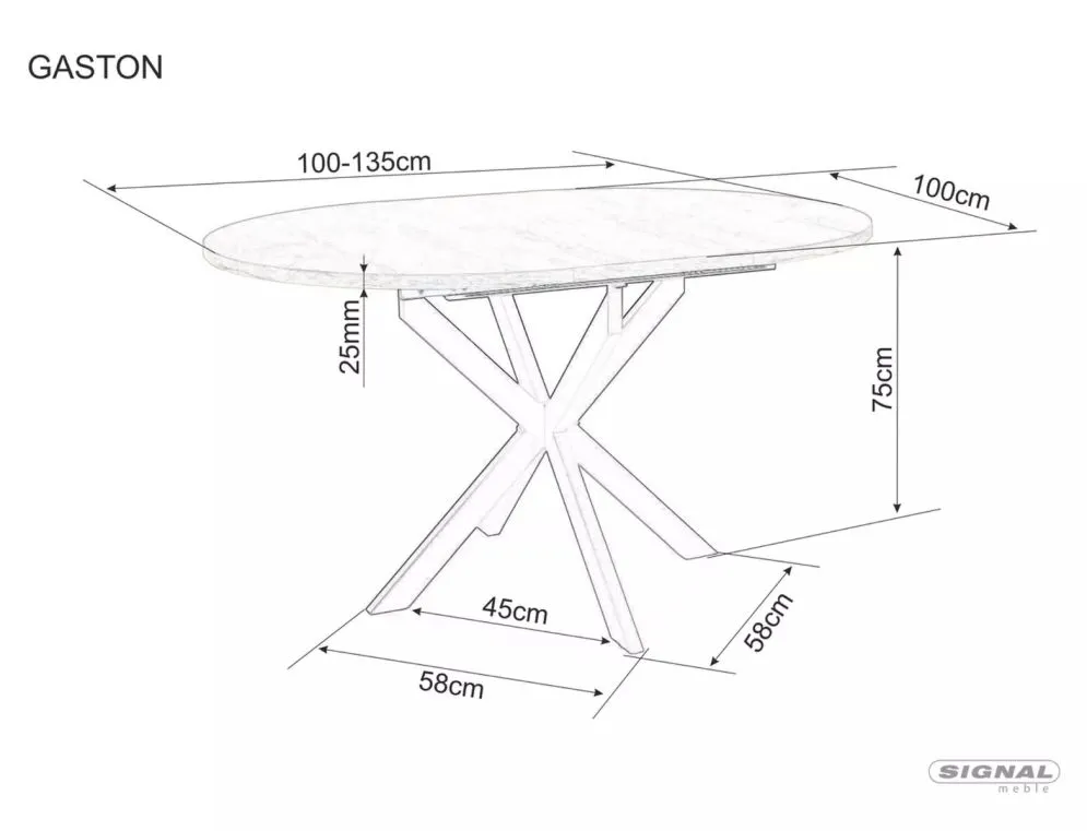 Stół rozkładany GASTON 100(135)x100 dąb artisan/czarny mat I sklep meblowy MIRAT. styl LOFT