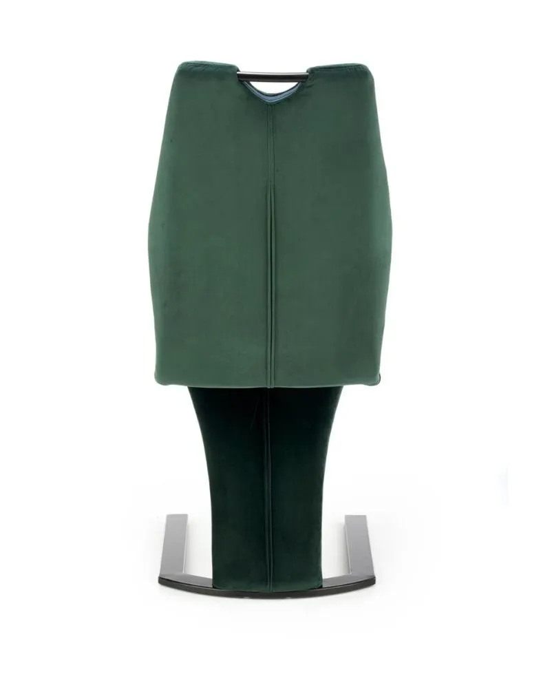 Krzesło tapicerowane K442 VELVET ciemnozielone tapicerowane na płozie | MIRAT. styl LOFT