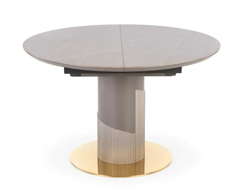 Stół okrągły rozkładany MUSCAT 120(160)x120 szary marmur na jednej nodze | MIRAT. styl GLAMOUR