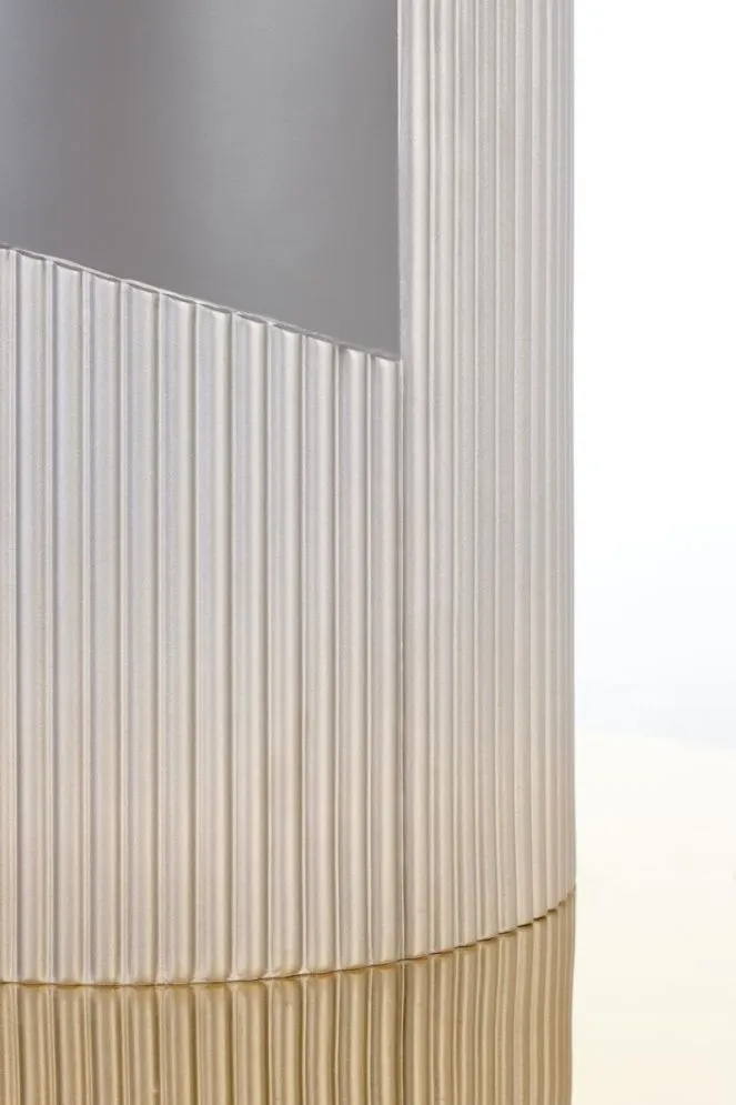 Stół okrągły rozkładany MUSCAT 120(160)x120 szary marmur na jednej nodze | MIRAT. styl GLAMOUR