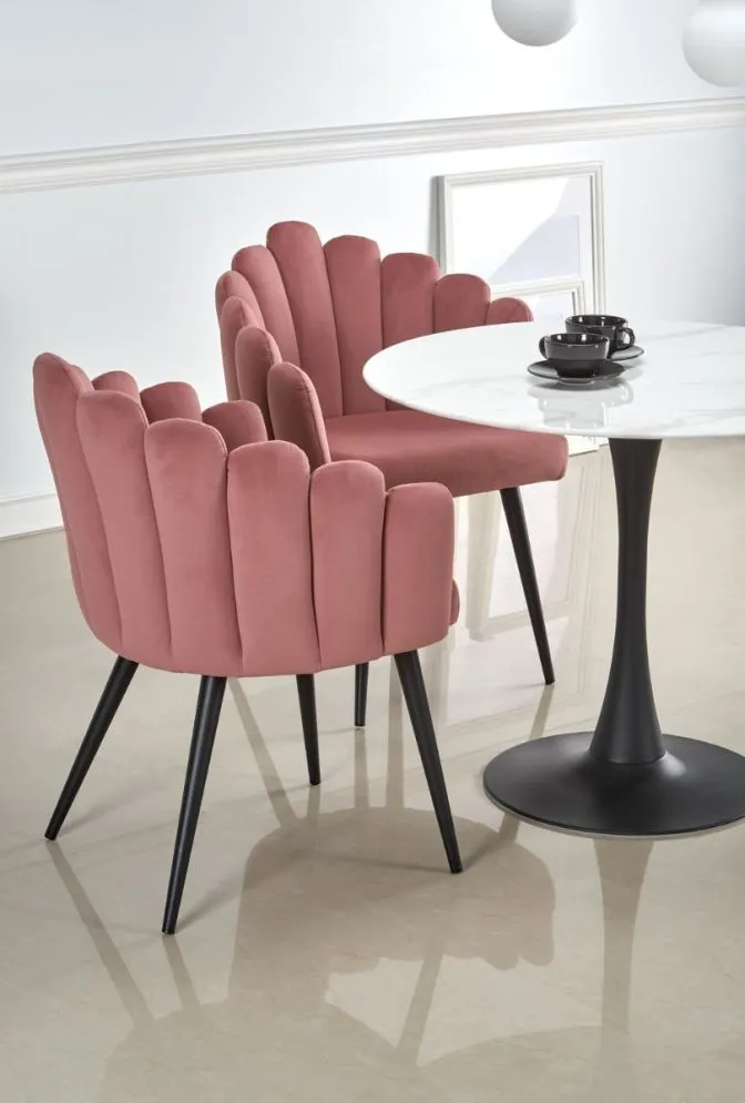 Krzesło tapicerowane K410 różowe muszelka | MIRAT. styl GLAMOUR