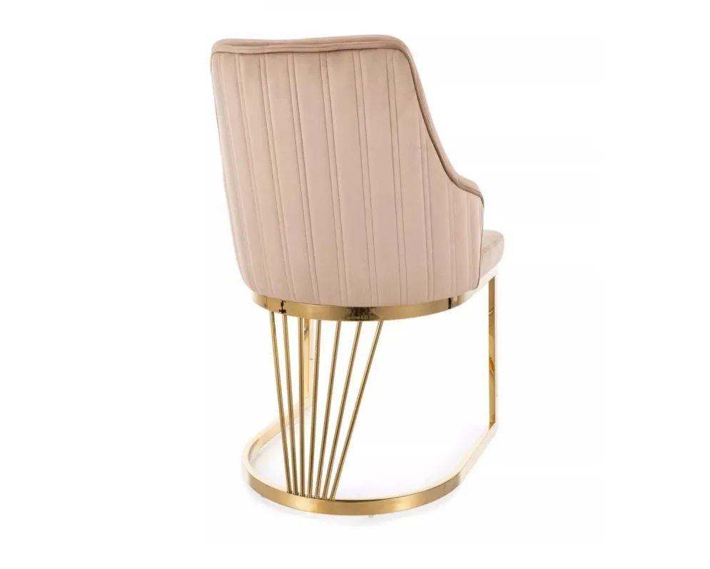 Krzesło tapicerowane ALURE VELVET beżowe I sklep meblowy MIRAT. styl GLAMOUR