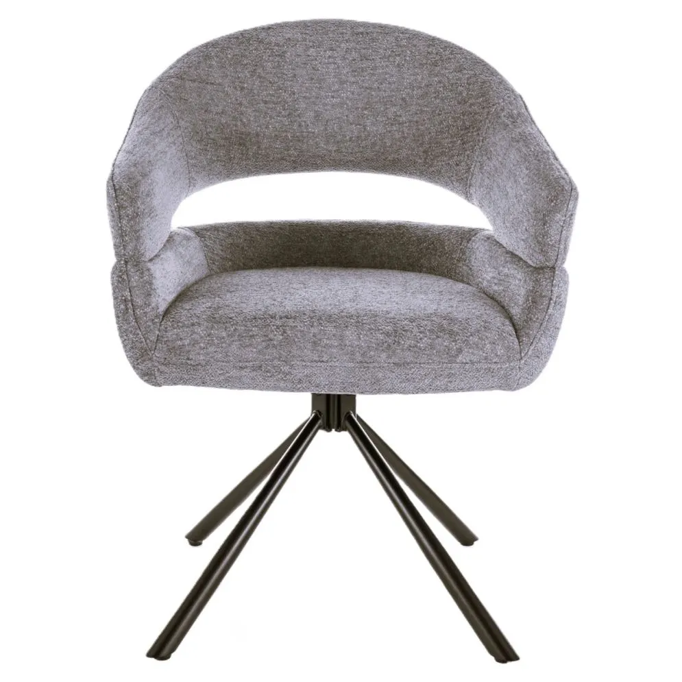 Szare krzesło do salonu BORGO Raven z funkcją obrotu | MIRAT styl LOFT
