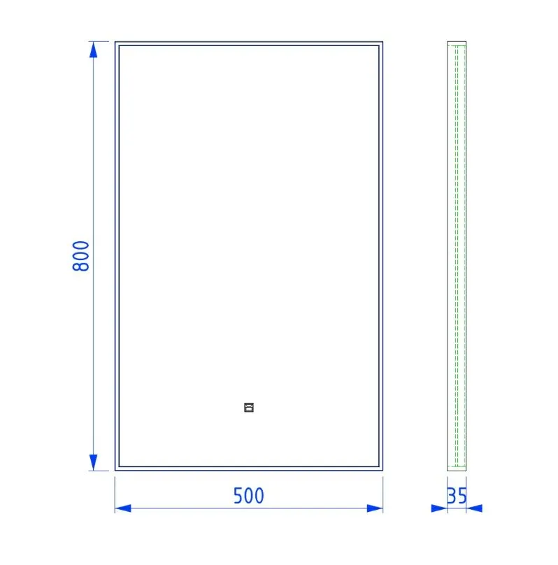 Lustro łazienkowe LED FRAME 50x80 cm w czarnej ramie z regulacją światła | MIRAT