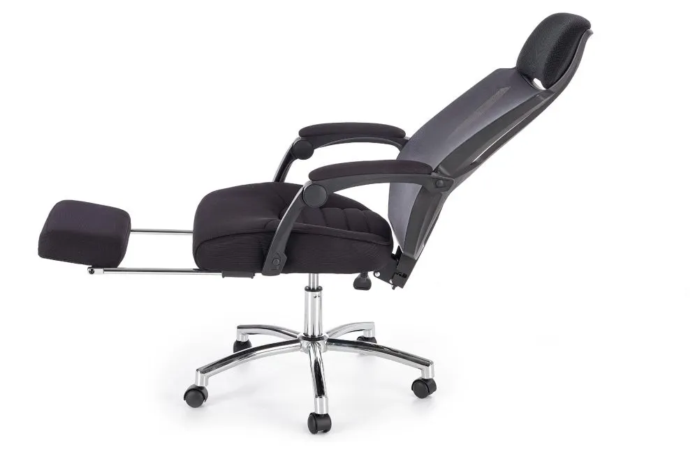 Fotel biurowy FREEMAN czarny tapicerowany z podnóżkiem | MIRAT. w stylu  kolekcja