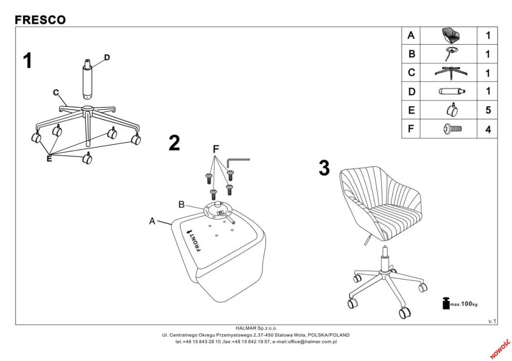 Fotel dla dziecka FRESCO VELVET różowy obrotowy | MIRAT.