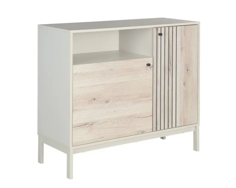 Komoda FROST 2D 100 cm off white/dąb alpejski I sklep meblowy MIRAT. styl SKANDYNAWSKI kolekcja FROST