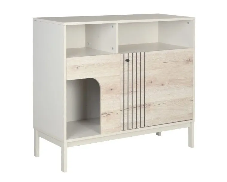 Komoda FROST 1D 100 cm off white/dąb alpejski I sklep meblowy MIRAT. styl SKANDYNAWSKI kolekcja FROST