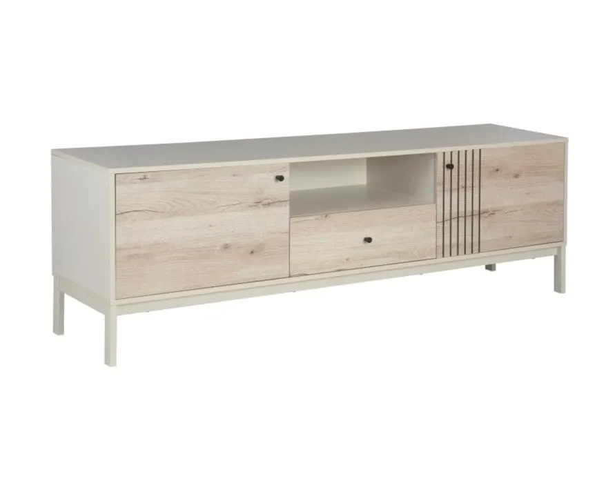 Szafka RTV FROST 1 180cm off white/dąb alpejski I sklep meblowy MIRAT. styl SKANDYNAWSKI kolekcja FROST