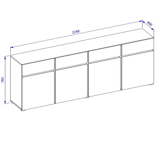Komoda CROSS 4D4S 225cm biała/czarna czterodrzwiowa I sklep meblowy MIRAT. styl SKANDYNAWSKI