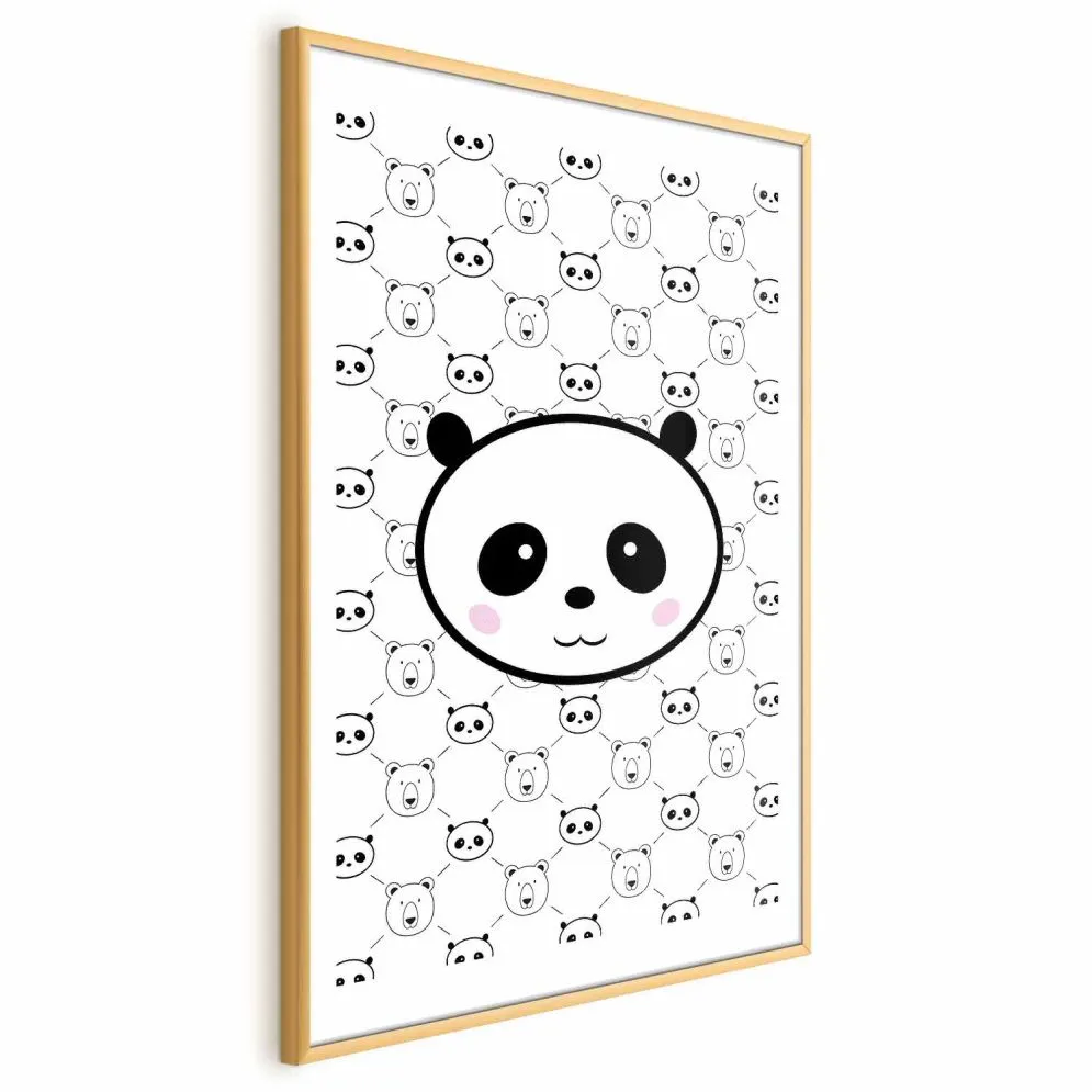 Plakat Pandy i niedźwiedzie 29,7x42 cm z ramą złotą z marginesem | MIRAT.