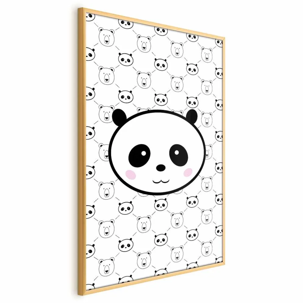 Plakat Pandy i niedźwiedzie 21x30 cm z ramą złotą bez marginesu | MIRAT.