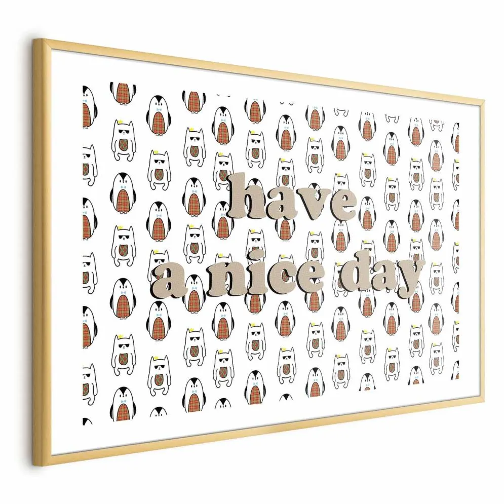 Plakat Nice day 30x21 cm z ramą złotą z marginesem | MIRAT.