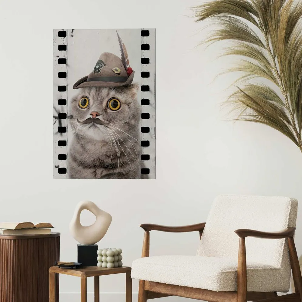 Plakat Kot w kapeluszu 40x60 cm bez ramy bez marginesu | MIRAT.