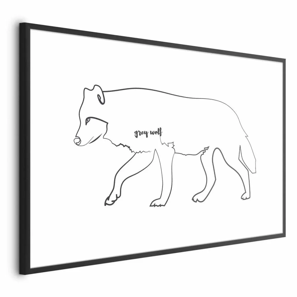 Plakat Wilk 42x29,7 cm z ramą czarną bez marginesu | MIRAT.