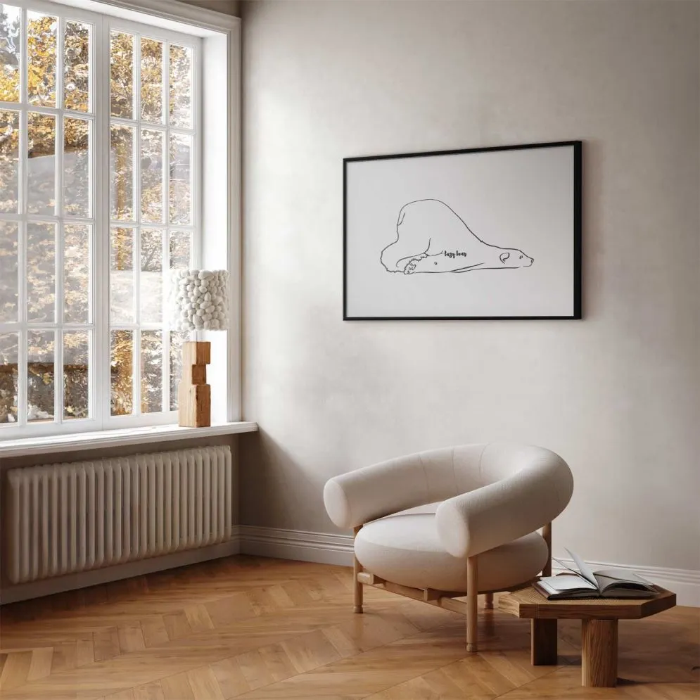 Plakat Leniwy niedźwiedź 30x21 cm z ramą czarną bez marginesu | MIRAT.