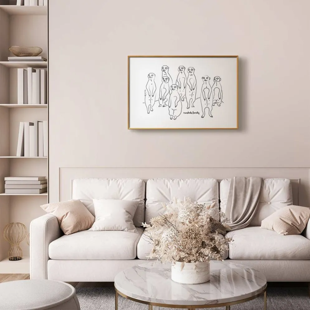 Plakat Rodzina surykatek 90x60 cm z ramą złotą z marginesem | MIRAT.