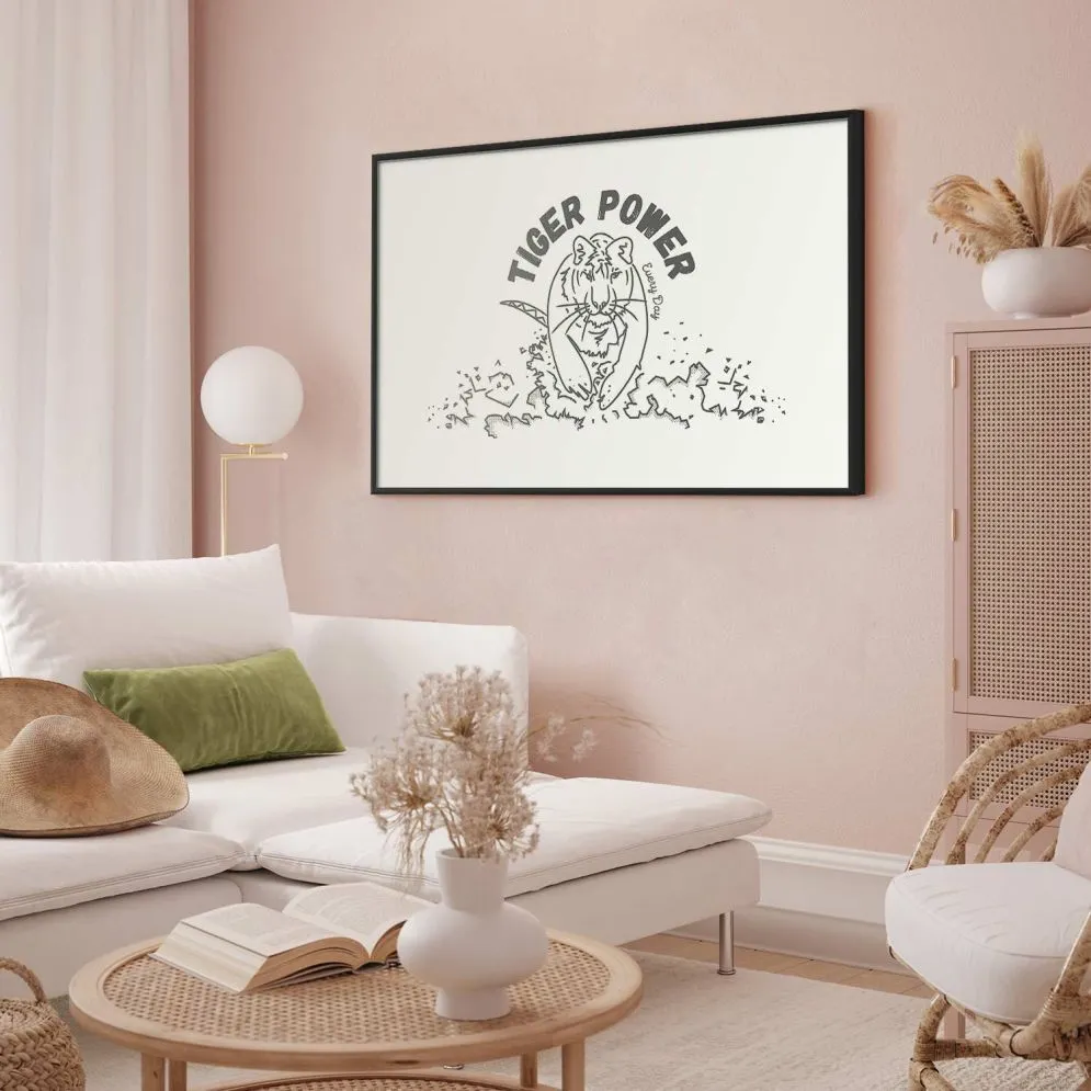 Plakat Tiger power 60x40 cm z ramą czarną z marginesem | MIRAT.