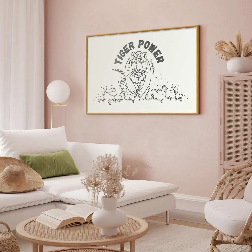 Plakat Tiger power 42x29,7 cm z ramą złotą bez marginesu | MIRAT.