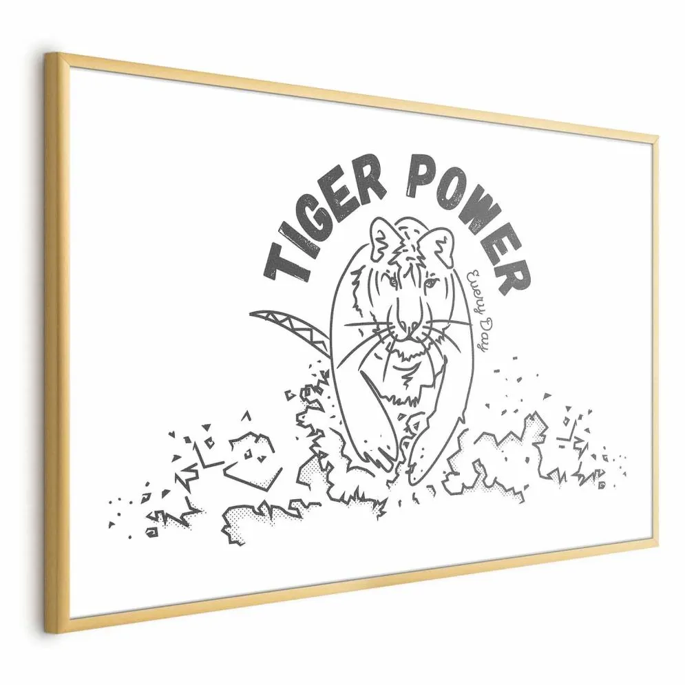 Plakat Tiger power 42x29,7 cm z ramą złotą bez marginesu | MIRAT.