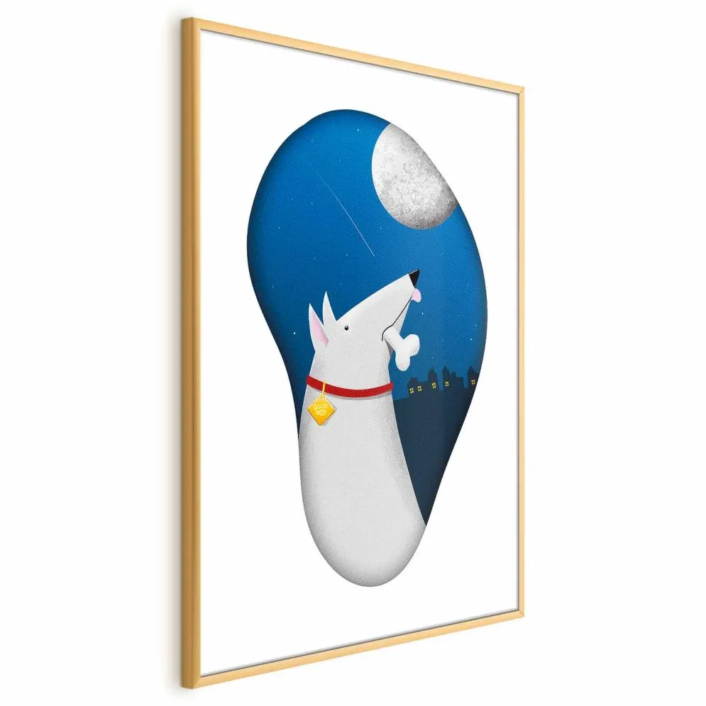 Plakat Psie marzenia 29,7x42 cm z ramą złotą bez marginesu | MIRAT.