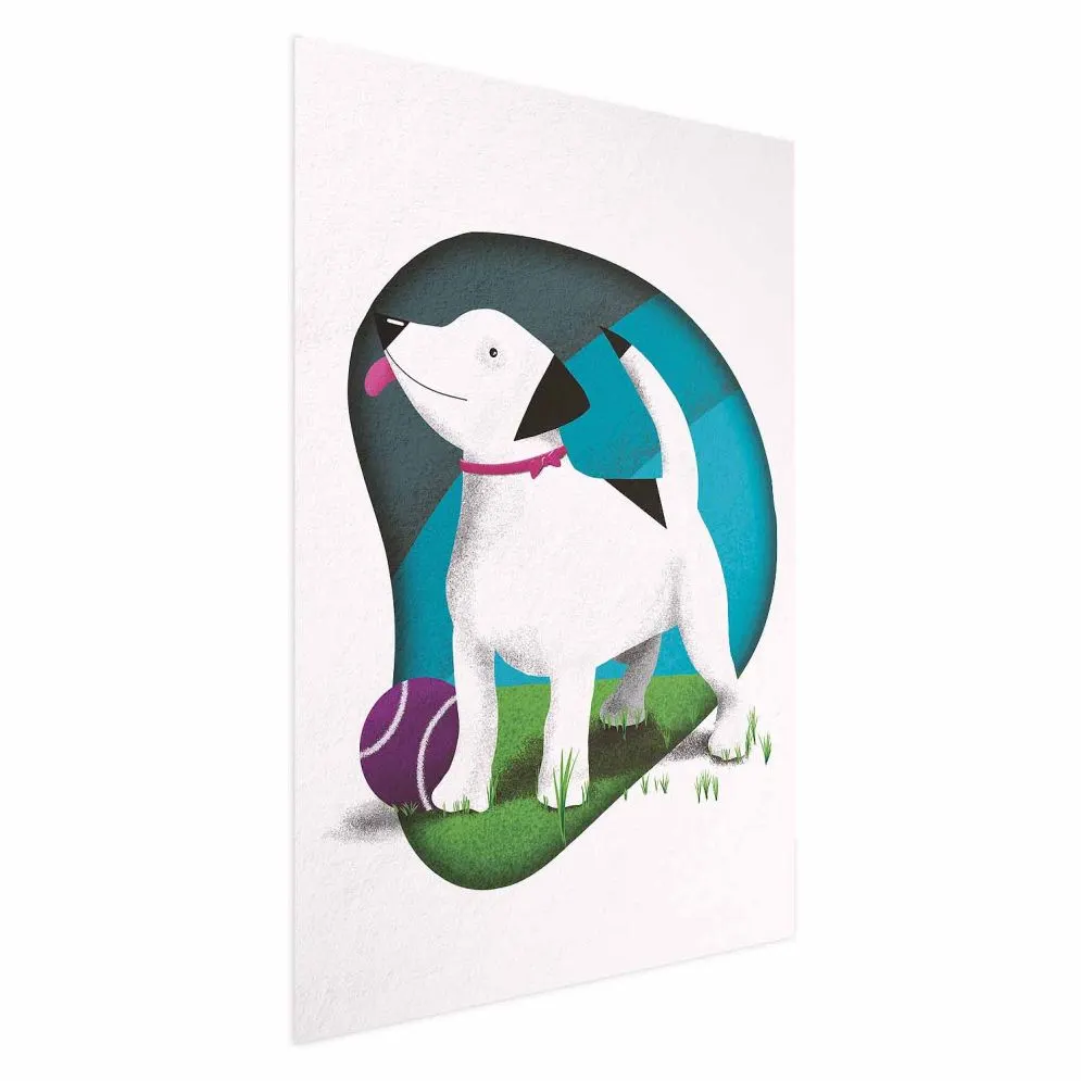 Plakat Pies i piłka 40x60 cm bez ramy bez marginesu | MIRAT.